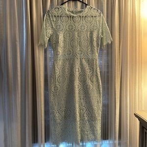 blue green lace dress from Lulus